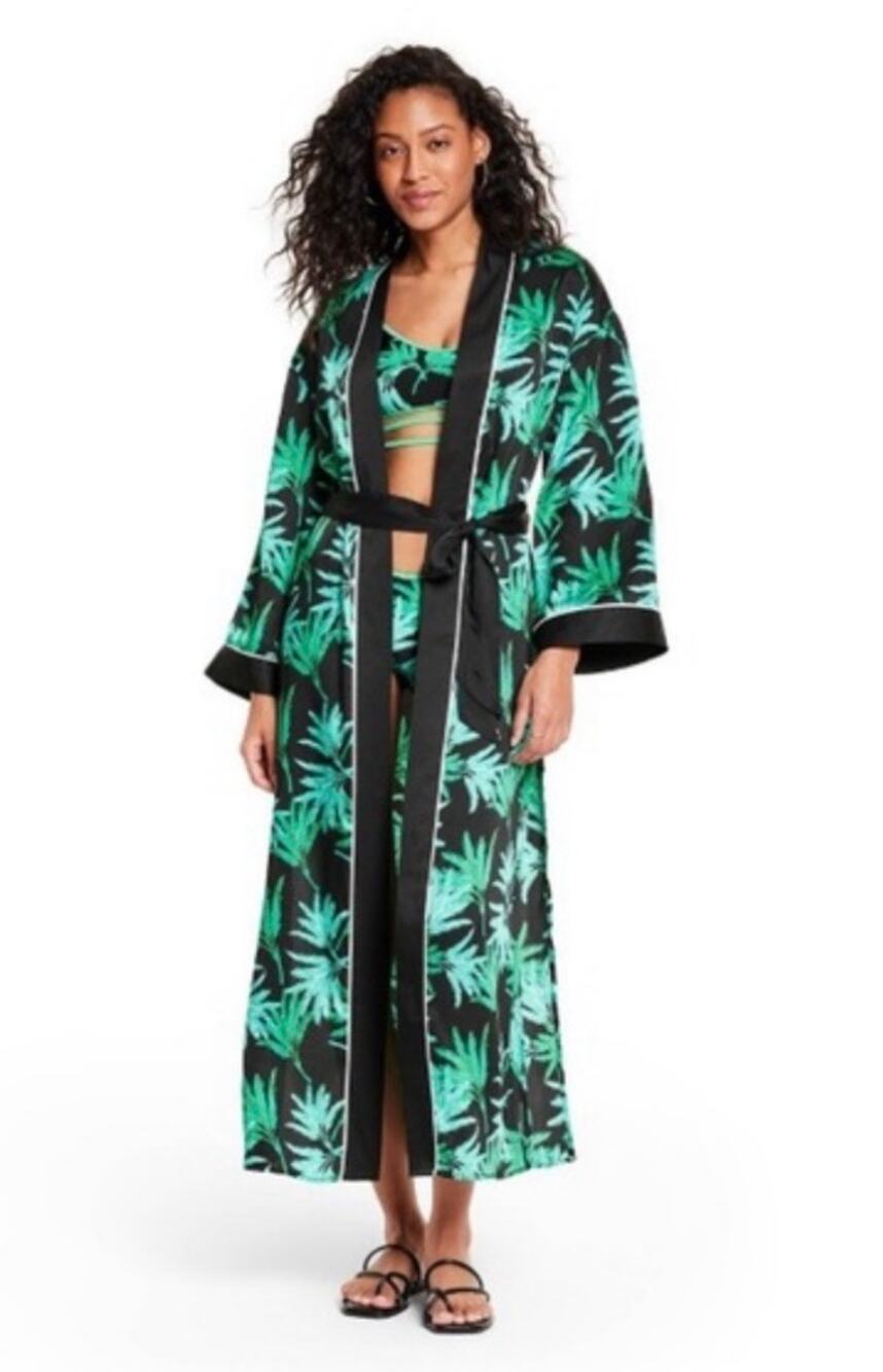 NWT Fe Noel x Target Feathered Palm Print Cover Up Robe